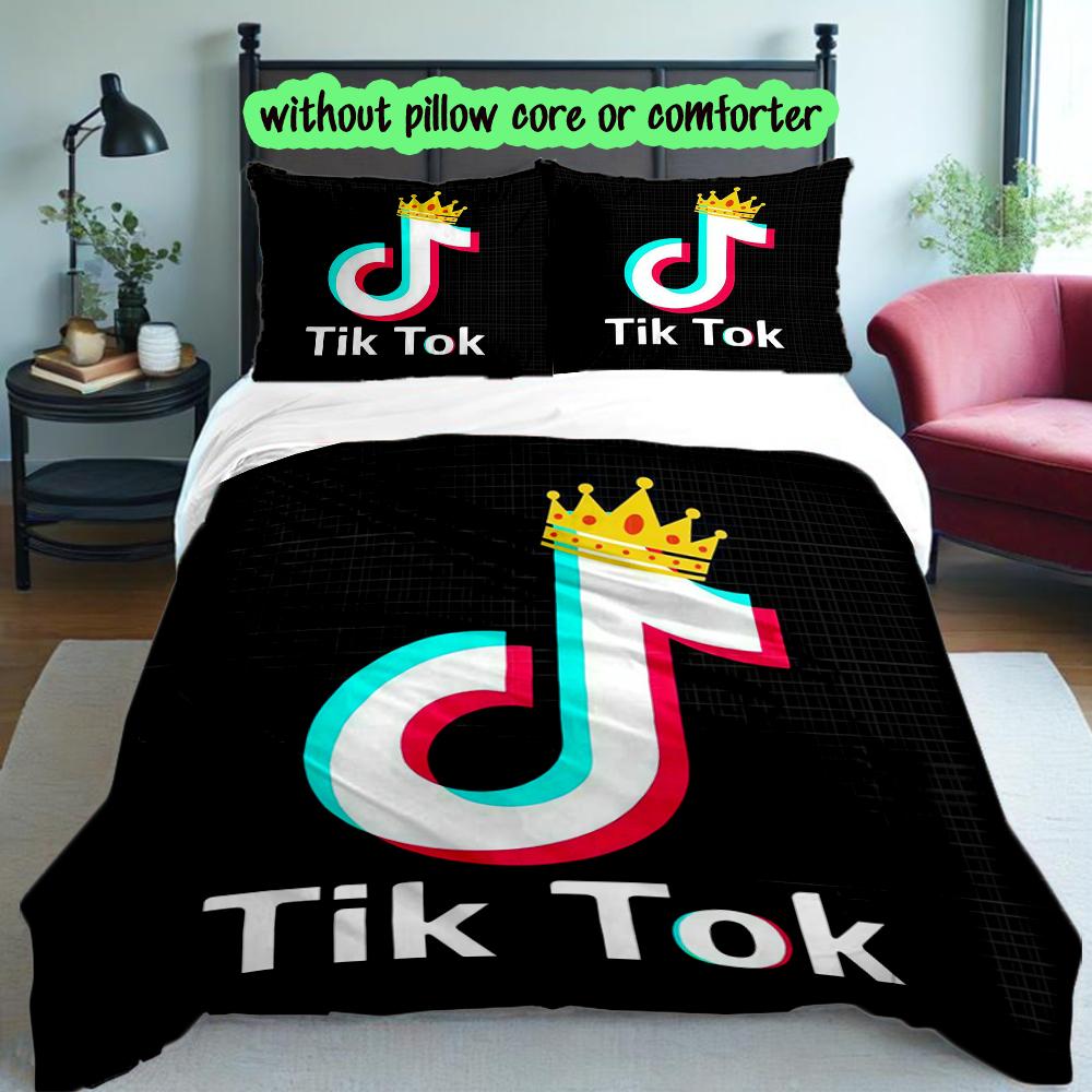 3pcs Duvet Cover Set, Tik Tok Digital Print Bedding Set, Soft Comfortable Bedclothes For Bedroom, Guest Room