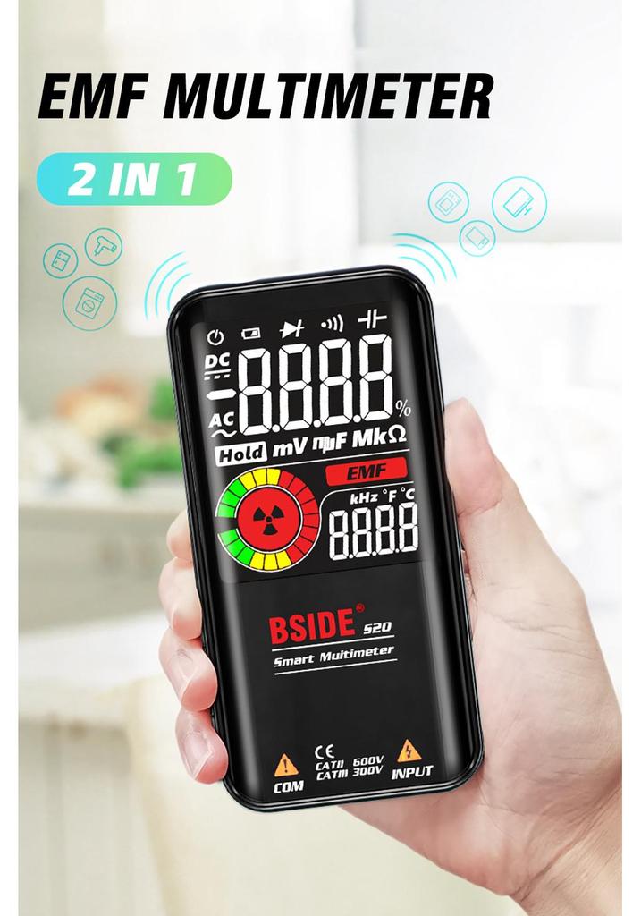 BSIDE S20 Smart Multimeter with Large Color Screen - Measures Electromagnetic Radiation & Multi-function Tester