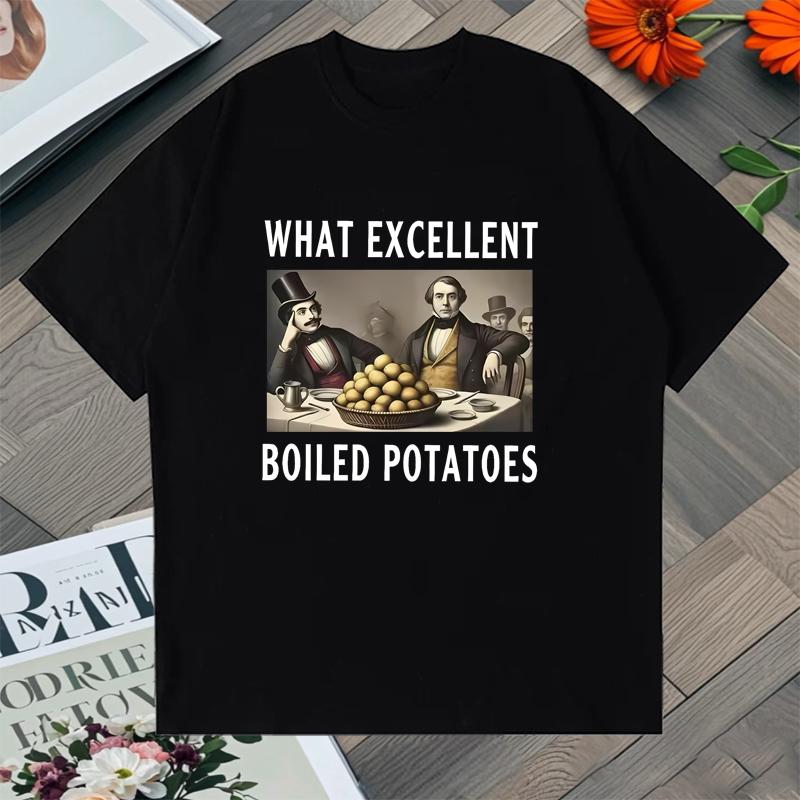 

Boiled Potatoes Funny Meme Tee Shirt Vintage Men Women Fashion Vintage Short Sleeve T Shirt 100% Cotton Oversized Summer T-shirt 5XL
