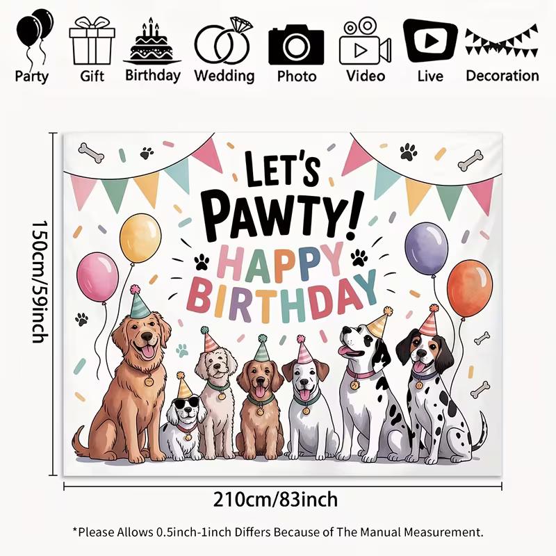 Sfondo 2D Carino Zampa di Cane Multi-Razza per Compleanni e Decorazioni per Bambini