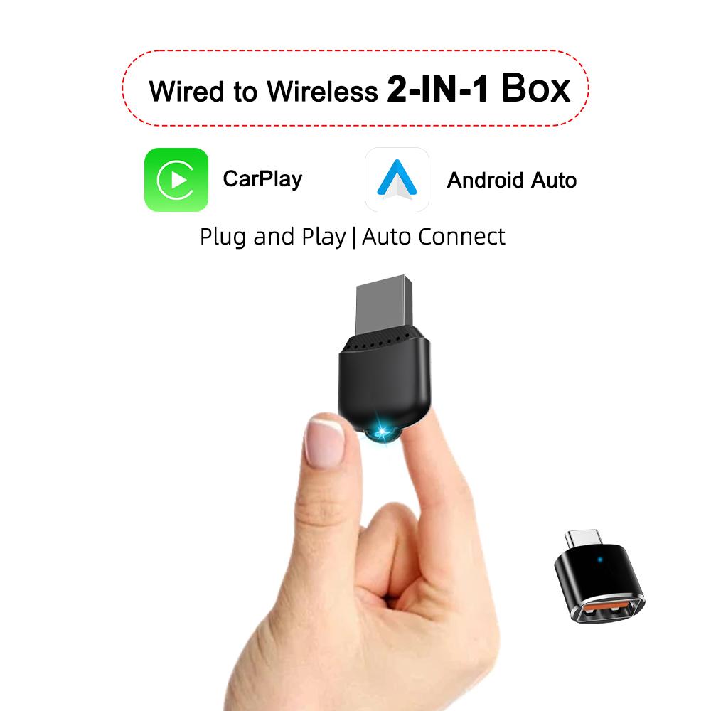 M25 2 in 1 For CarPlay/Android Auto Wired to Wireless Car Adapter Bluetooth-compatible 5.4 AI Box USB Dongle