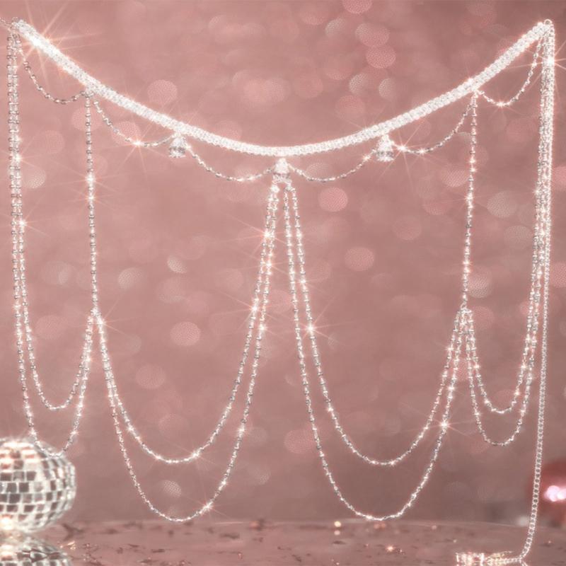 Light Luxury Diamond Chain Tassels Body Chain Nightclub Fashion Shining Cool Girls Bride Off Shoulder Chain Accessories