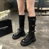 Fashion Fashion Punk Metal Buckle Platform Leather Knight Boots Shoes for Women Designer Soft-soled Autumn Witner Women Knee-high Boots