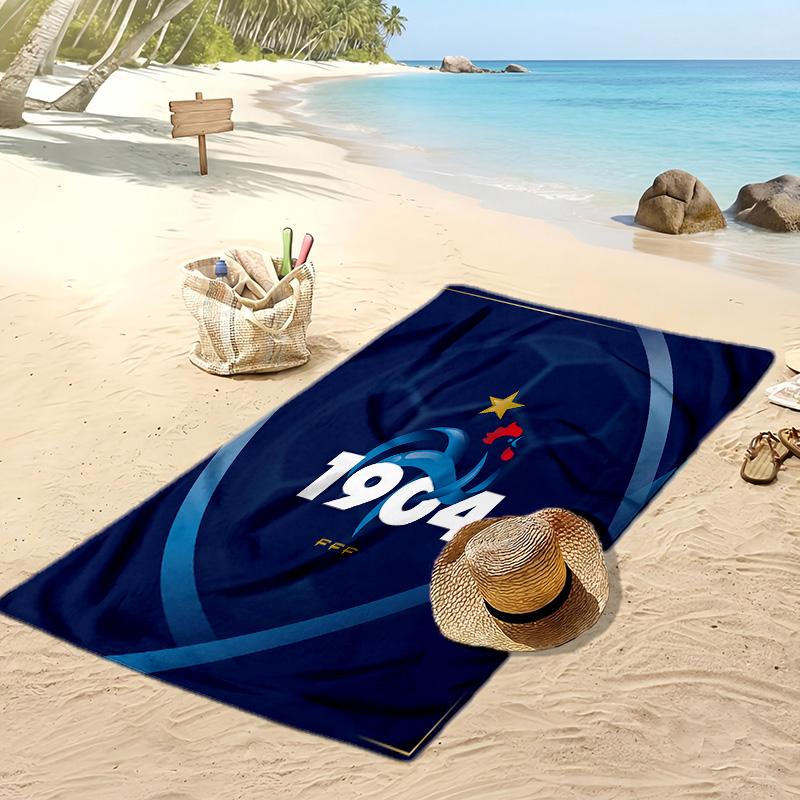 France Football Print Beach Towel Quick Dry Super Absorbent Soft Bath Towel for Swimming Beach Travel Fan Souvenir Gift