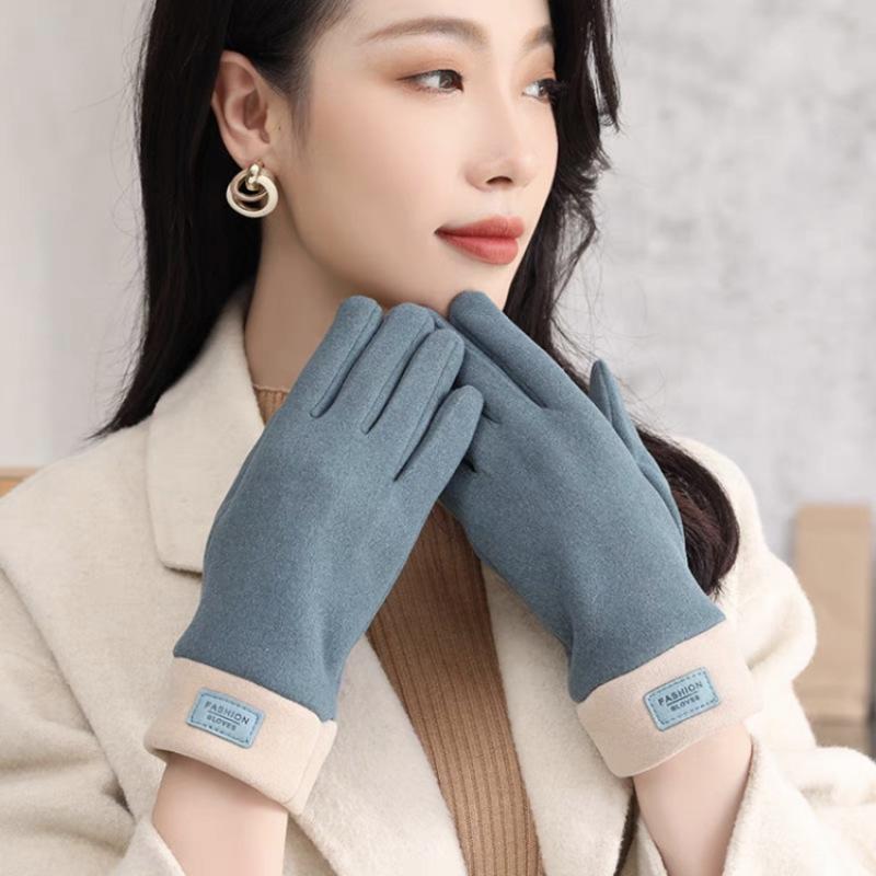 New Winter Women Keep Warm Touch Screen Fleece Thickened Not Bloated Cycling Driving Fashion Elegant Windproof Soft Gloves