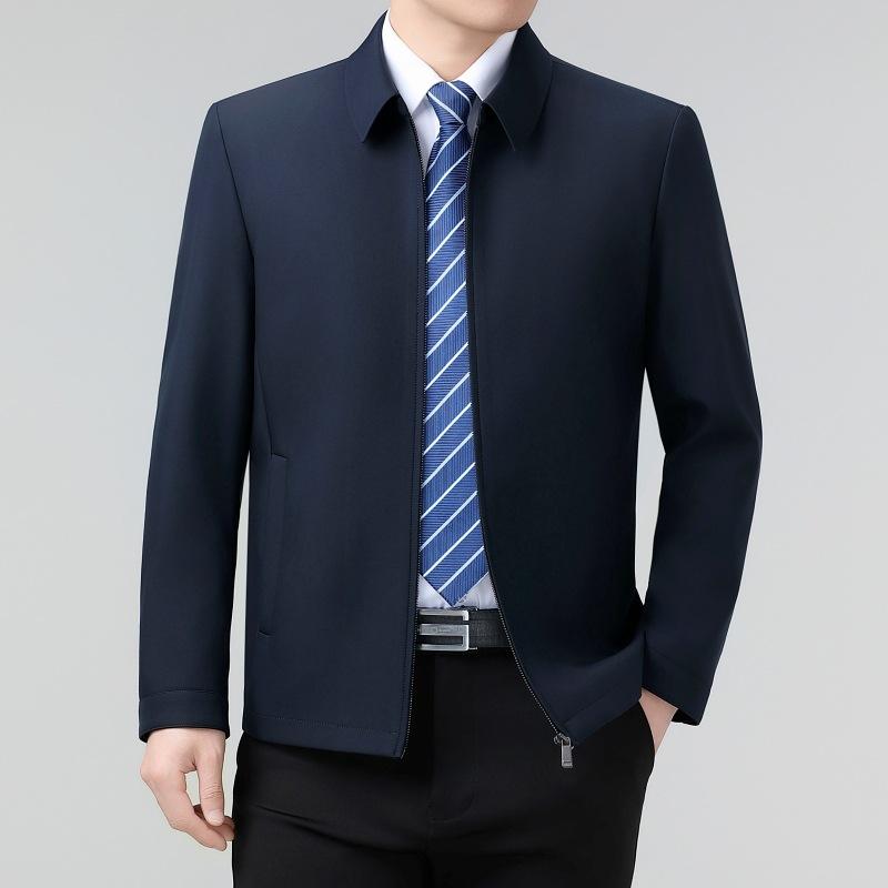 

Новое мужское пальто Весенне-осенняя куртка Для мужчин среднего возраста Высококлассная Повседневная деловая куртка Папа Лацкан Топ 210 темно-синий