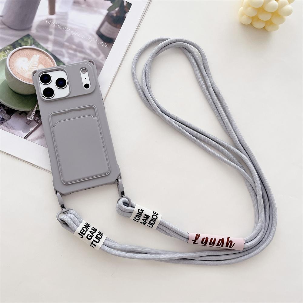 Wallet Crossbody Phone Case for IPhone 17 Air 16 15 14 13 12 11 Pro Max X XS XR Strap Necklace Card Holder Soft Silicone Cover
