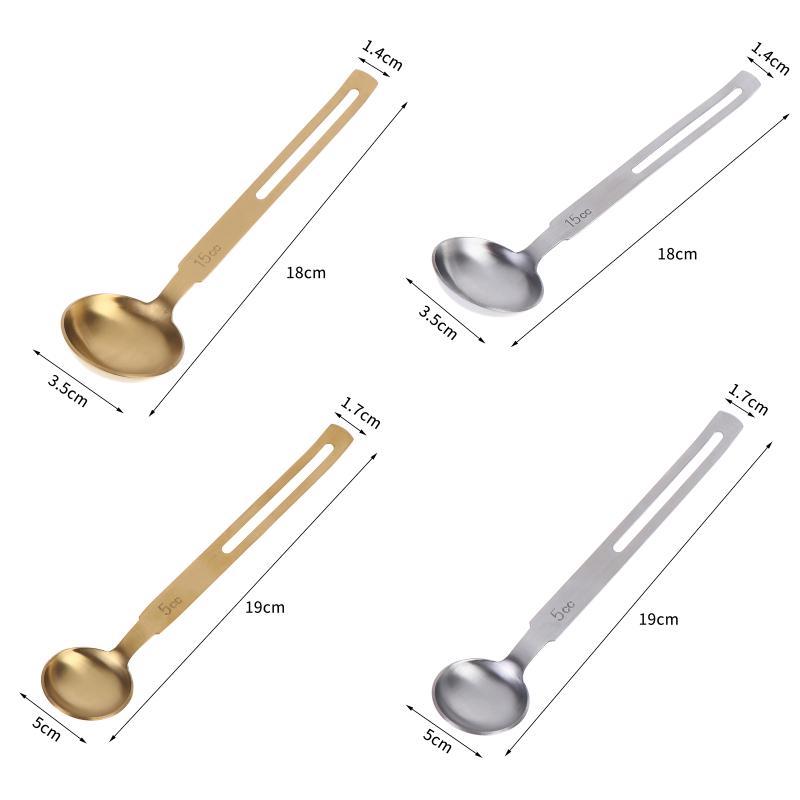 304 Stainless Steel Coffee Scoops Rounded Head 5/15Ml Measuring Spoons For Coffee Beans Salt Liquid Ingredients