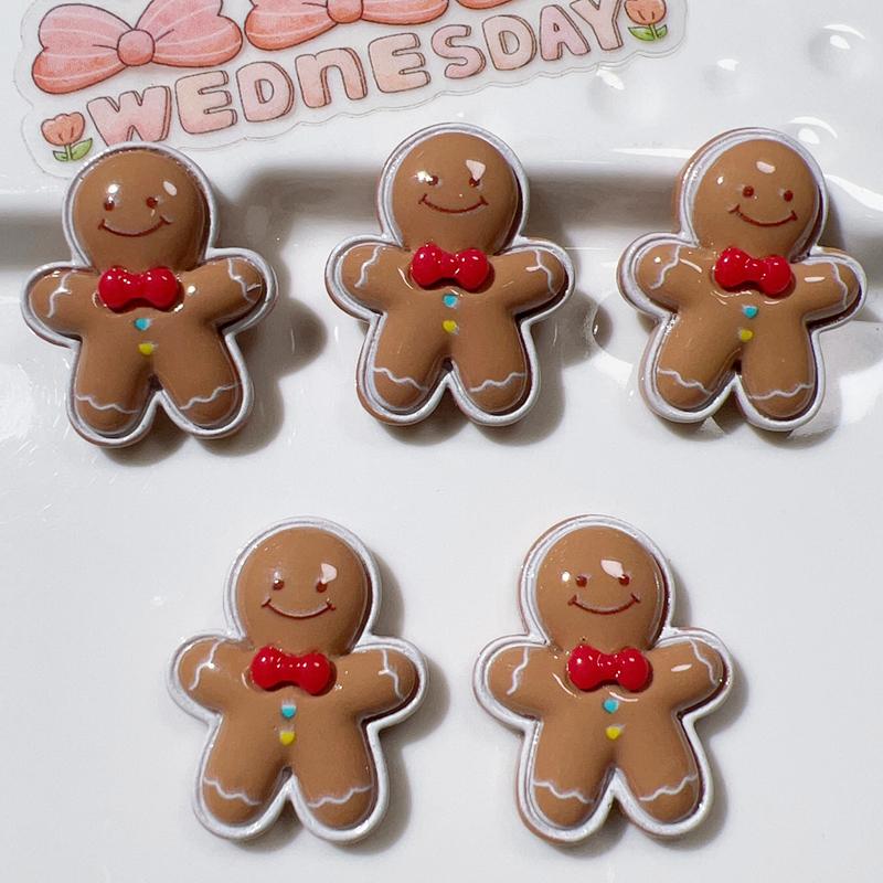 10 Pcs Cute Cartoon Christmas Deer Cookie Man Snowman Resin Scrapbook Diy Jewelry Wedding Children Gift Hairpin Accessories A57