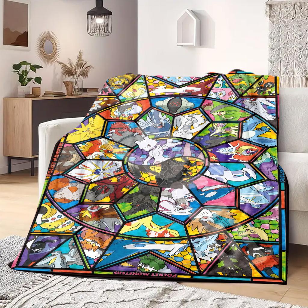 PokeMon Anime Print Blanket Warm Comfortable Flannel Blanket Suitable for Bedrooms, Sofas, Beds, Chairs, Picnics, Travel