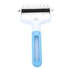 Double Sided Dematting Comb with Spray Stainless Steel Teeth Ergonomic Handle Dual Sided Pet Grooming Comb Blue