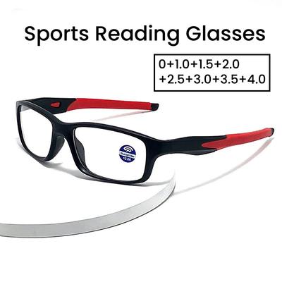 Women Men Sports Reading Glasses Fashion Ultralight HD Presbyopia Unisex Square Blue Light Blocking Eyeglasses +0+1.0+1.5+4.0