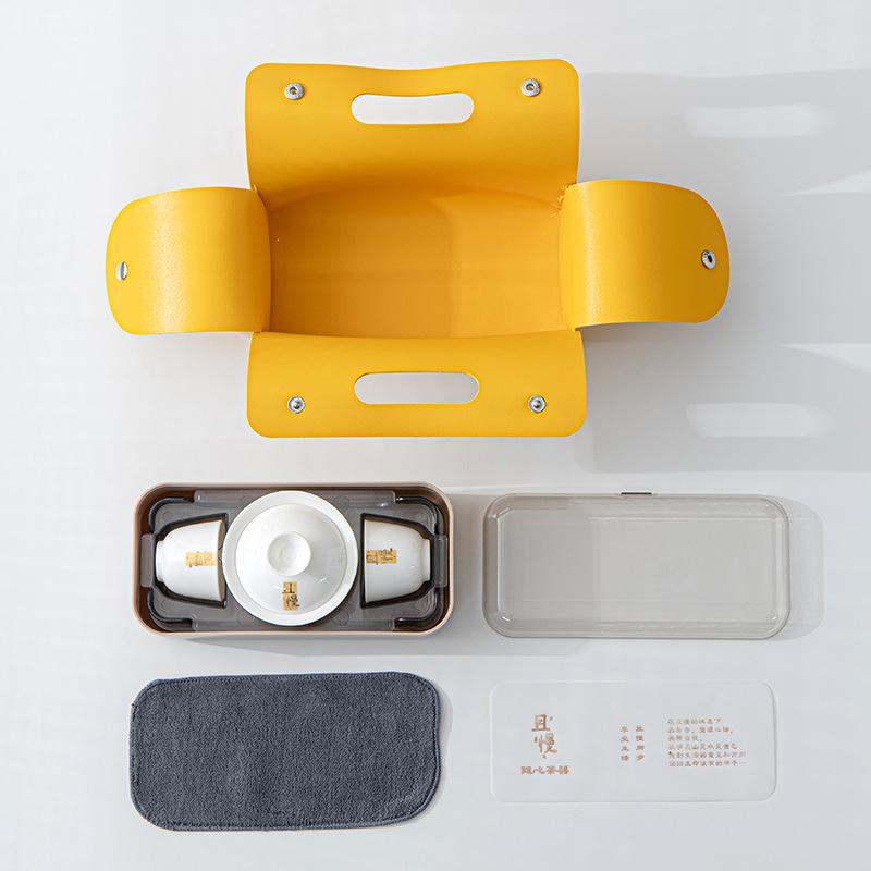 Suet Jade Portable Outdoor Travel Tea Set White Porcelain Kuaike Cup Business Company Event Gifts