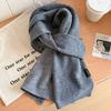 Age-reducing Korean version of blue polka dot double-sided pure knitted scarf for women's winter versatile students thickened warm scarf