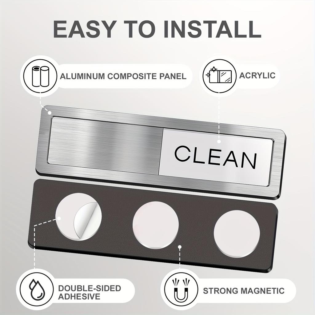 Acrylic Dishwasher Magnet - Easy Slide Clean/Dirty Indicator, Strong & Stylish Kitchen Accessory