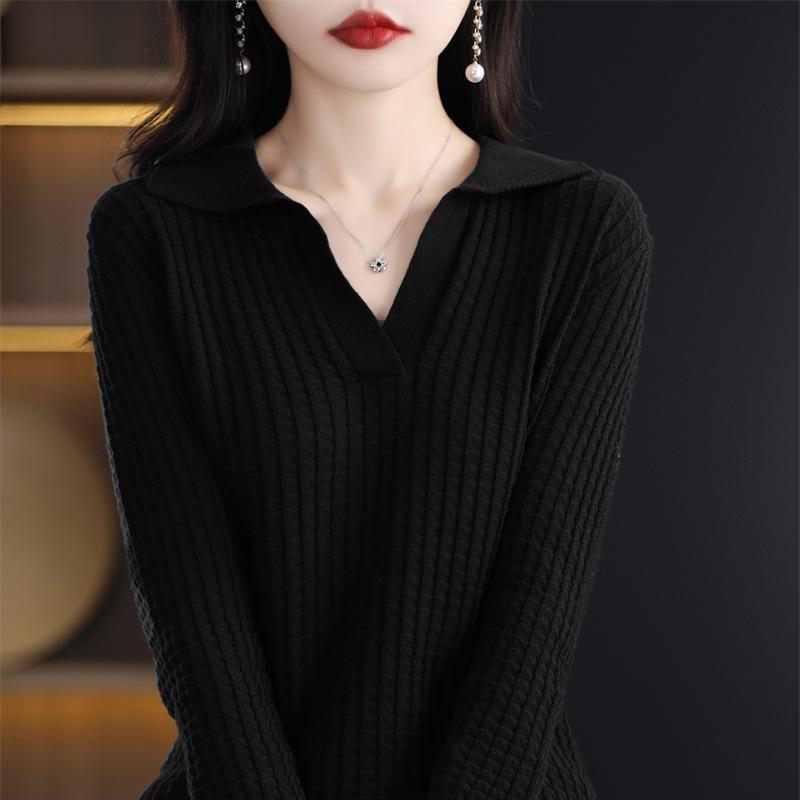 

Новый тонкий вязаный свитер с высоким воротником, топ с рукавом три четверти, женская весенне-летняя свободная простая рубашка XXL