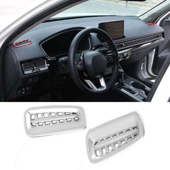 - Matte Silver 2pcs Dashboard Upper Air Outlet Vent Trim For Honda Civic