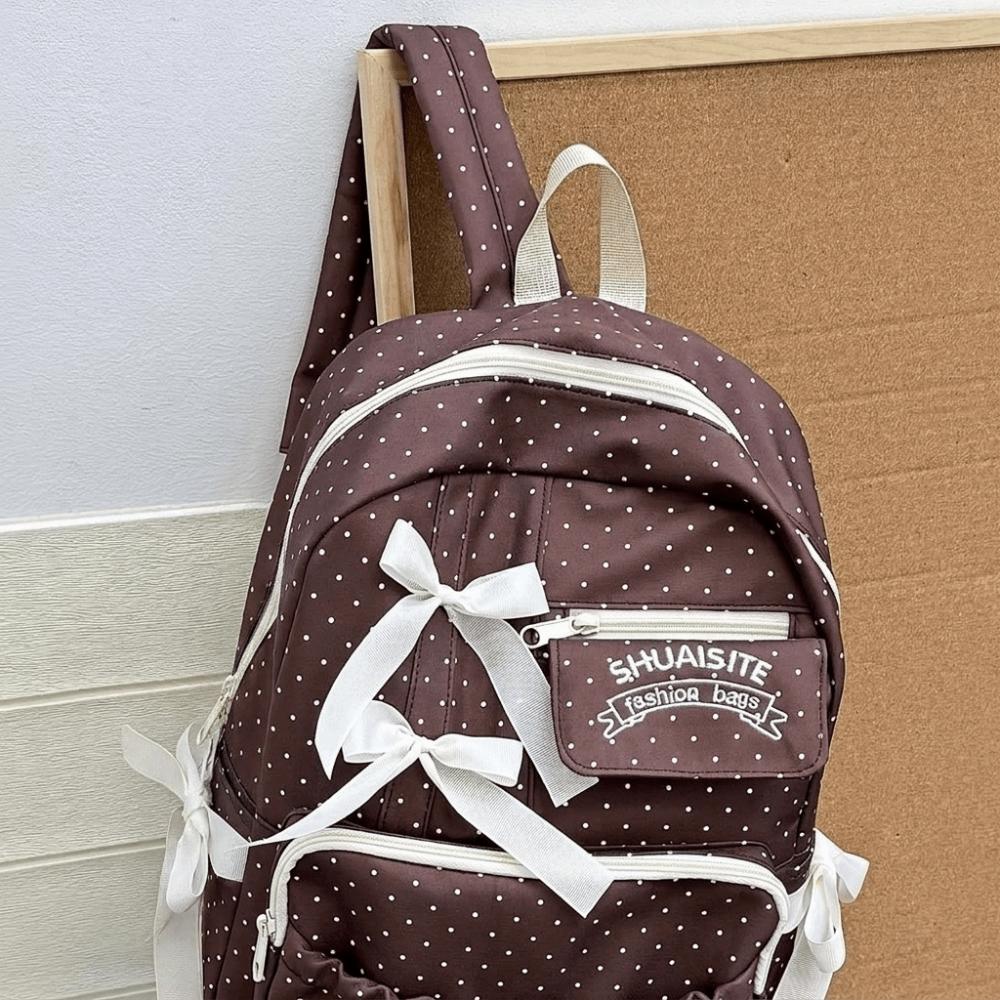 Nylon School Bag Multi-Compartment Daypack Vintage Travel Backpack For Students