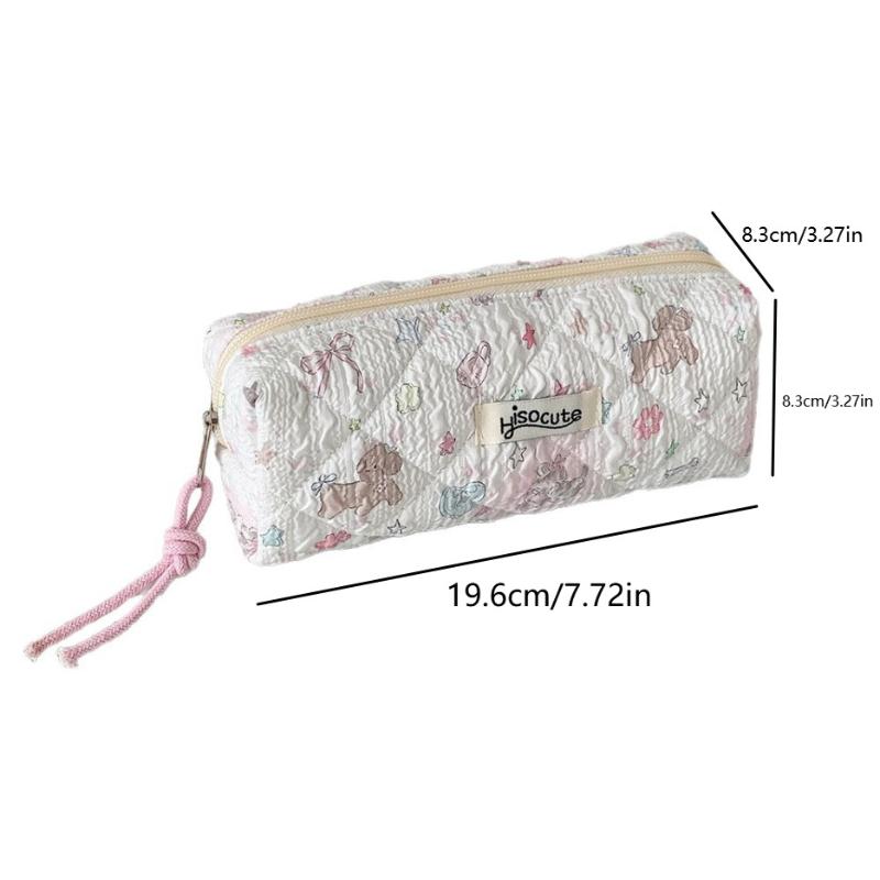 Kawaii Oxford Stationery Bag Pouch Back To School Pencil Case INS Pink Sweetheart Bow Aesthetic Stationery School Supplies