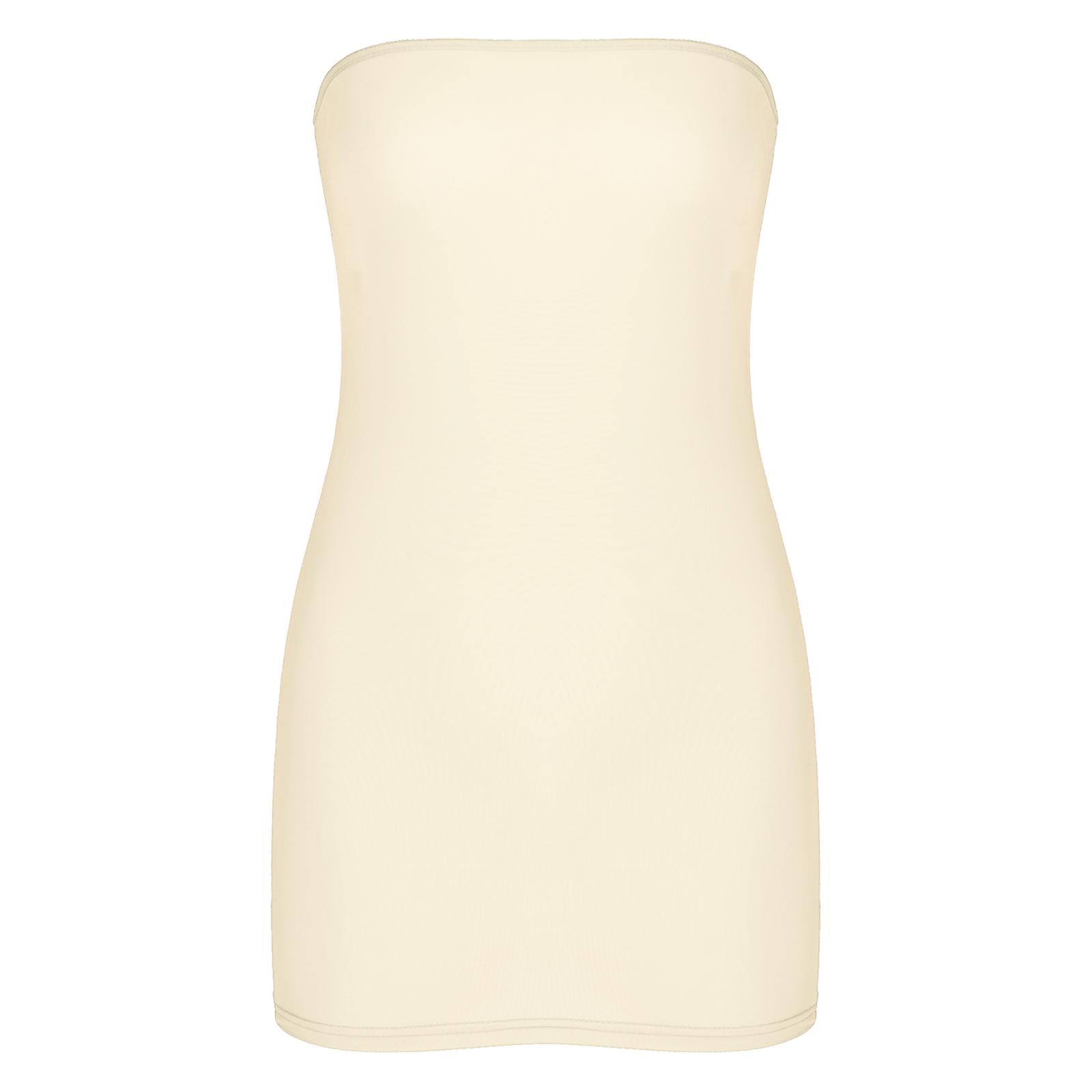 

Womens Strapless Bodycon Dress Stretchy Fabric Semi Sheer Mini Clubwear Cover Up One Size тілесний
