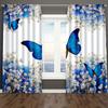 2-teiliges Vorhang-Set, blaue Schmetterlingsblumen-Türvorhang mit Stangentasche, geeignet für Schlafzimmer und Wohnzimmer