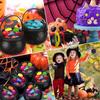 Mini Black Plastic Witches Cauldron,Halloween Witch Cauldron Decoration Pumpkin Treat Bucket,Candy Basket,Trick Or Treat