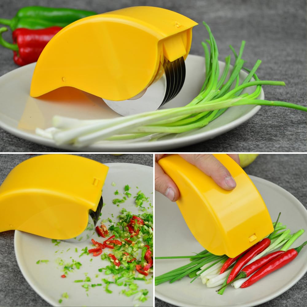 Stainless Steel Rolling Cutter Scallion Ginger Garlic Multifunction Cutting Vegetable Slicer Chopper Knife Kitchen Accessories
