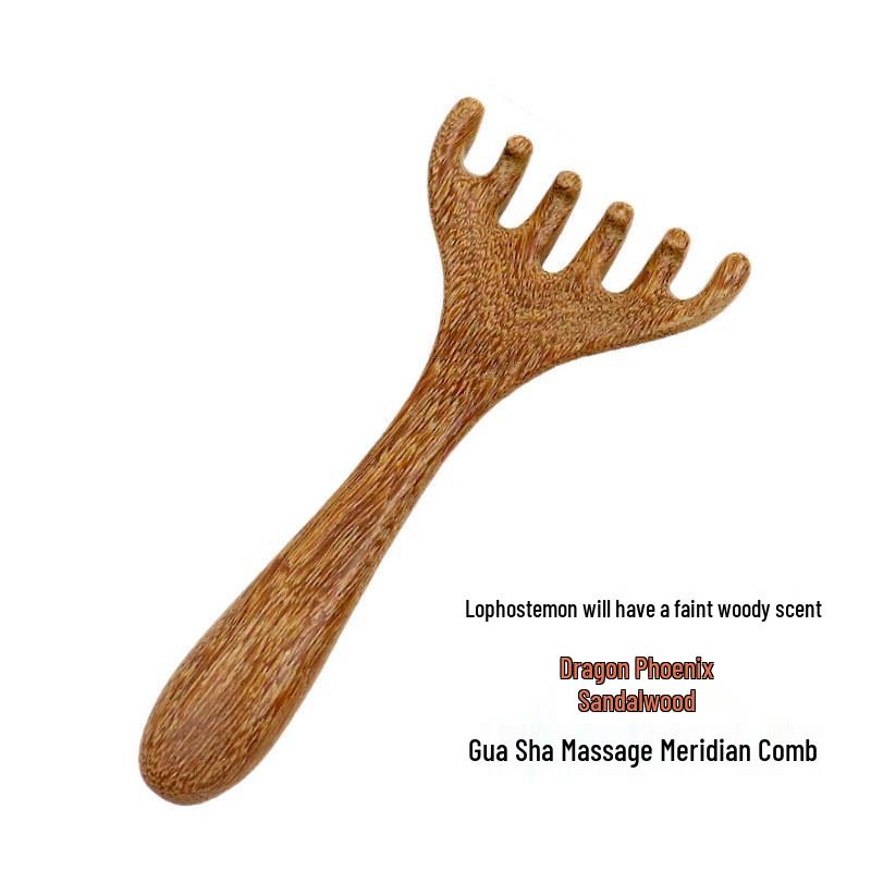 

Green Sandalwood Antler Rake Comb for Scalp Massage, Neck Gua Sha, and Head Therapy