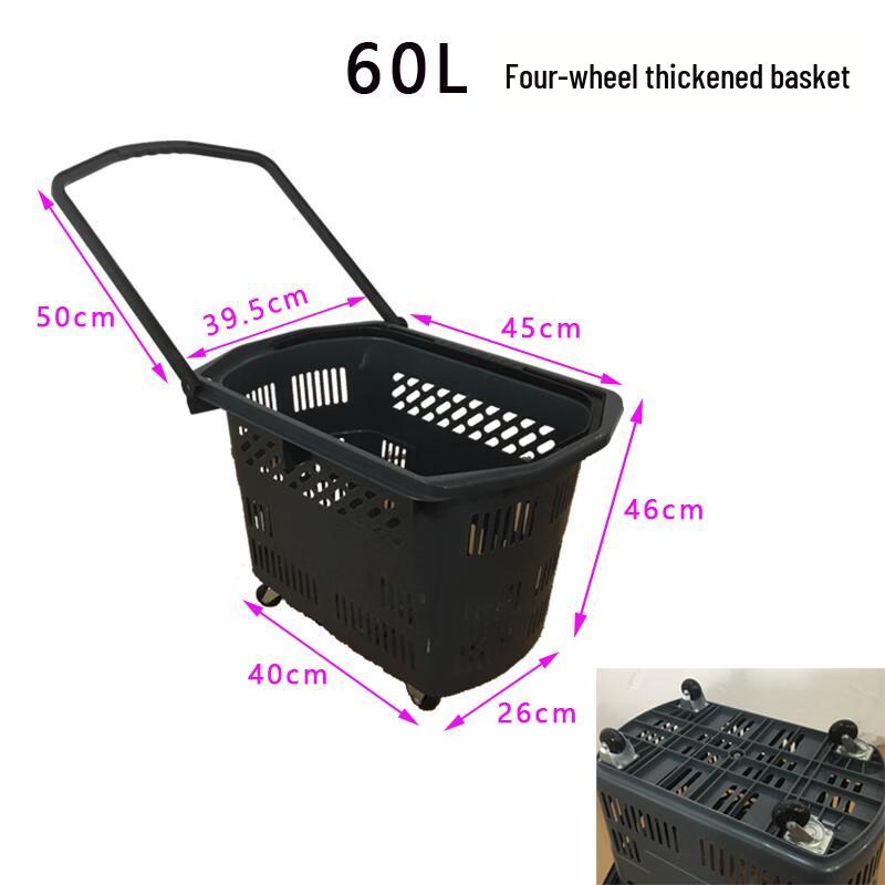 

60L Large Capacity Rolling Plastic Shopping Trolley