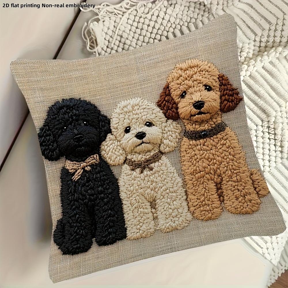 Entzückendes 2D-Flachdruck-Nicht-echtes gesticktes Hundekissenbezug Sofakissenbezug, Heimzimmer Schlafsaaldekoration, 2D-Druck