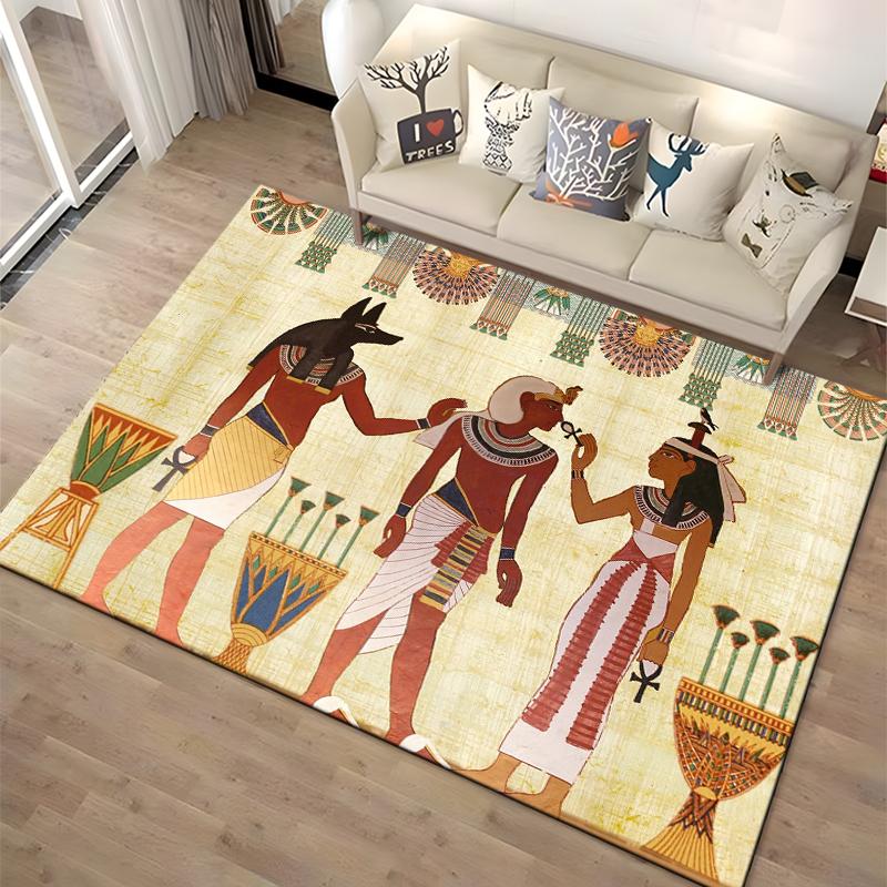 Retro Ancient Egypt Pattern Rug Carpet For Living Room Non Slip Parlour Sofa Large Area Rug Bedroom Kid Play Room Floor Mat Gift