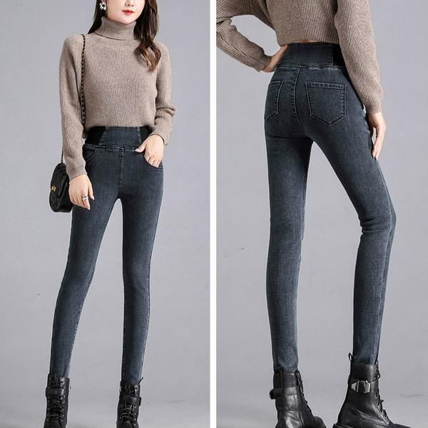 Jeans Slim Denim Pants Women's High Waist Skinny Jean Vintage Wash Pencil Stretch Leggin