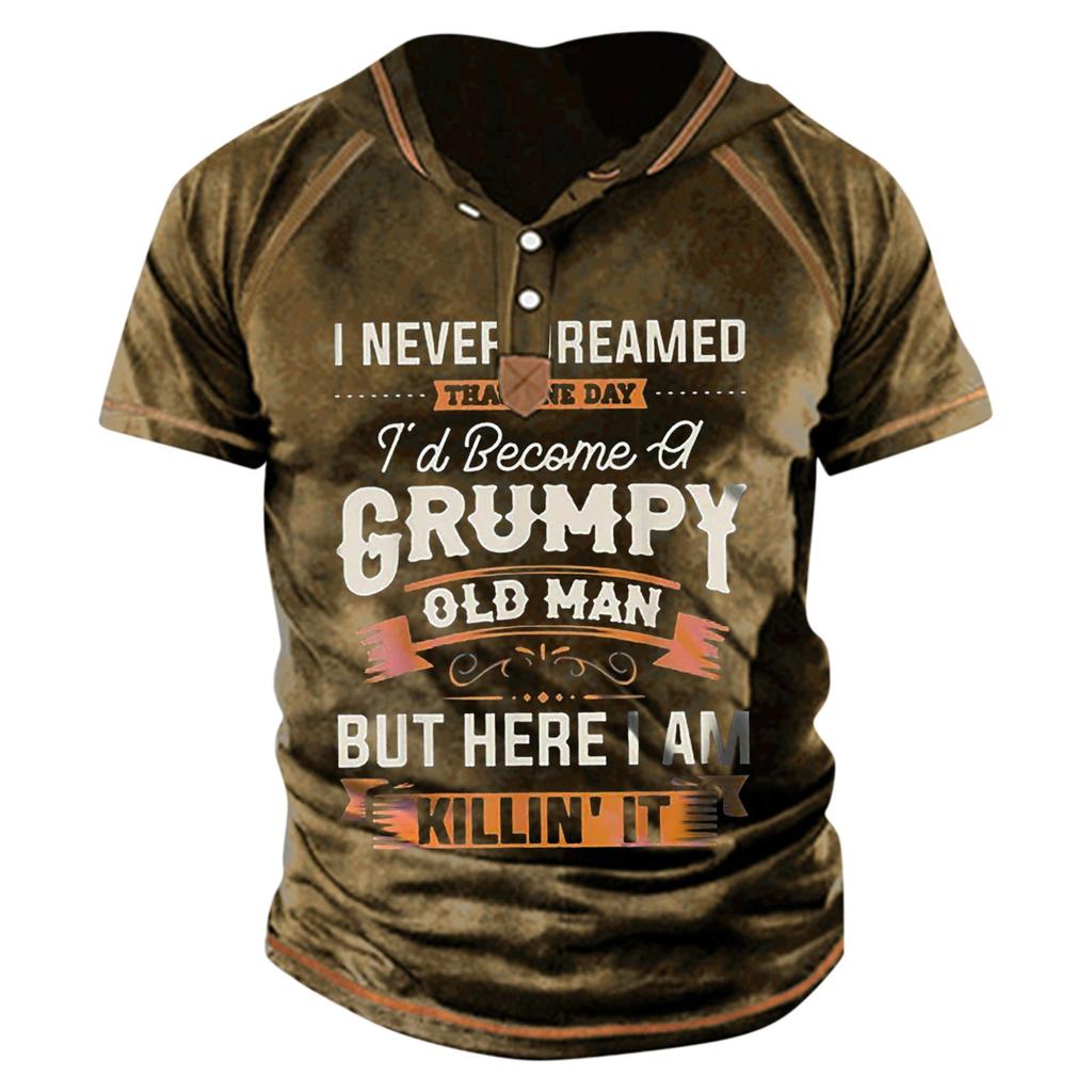 Herr T-shirt med tryck Utomhus Street Kortärmad Huvförsedd Knapp T-shirt