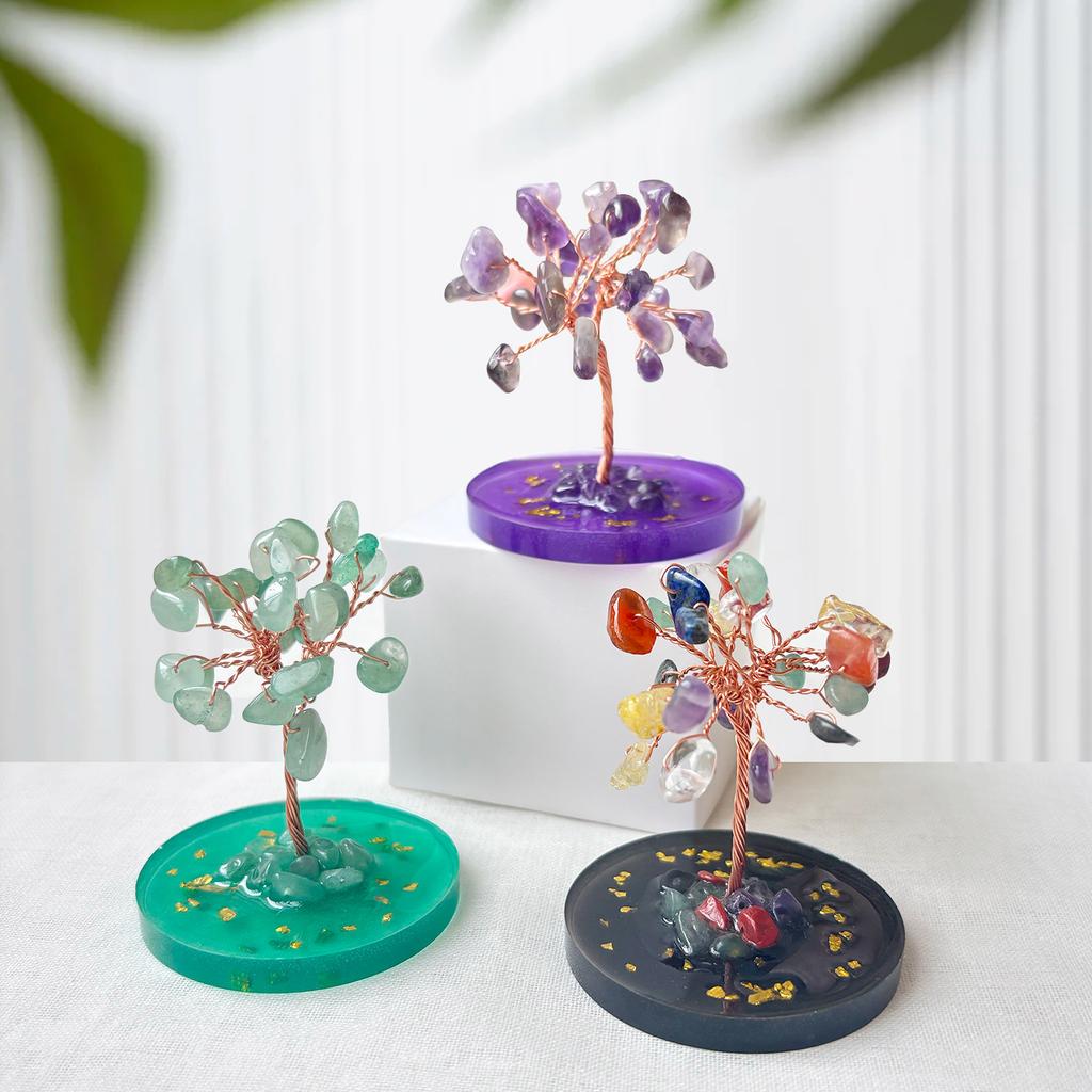 Home Decoration fortune transfer crystal fortune tree office desktop treasure bowl ornament crystal tree of life creative handicrafts