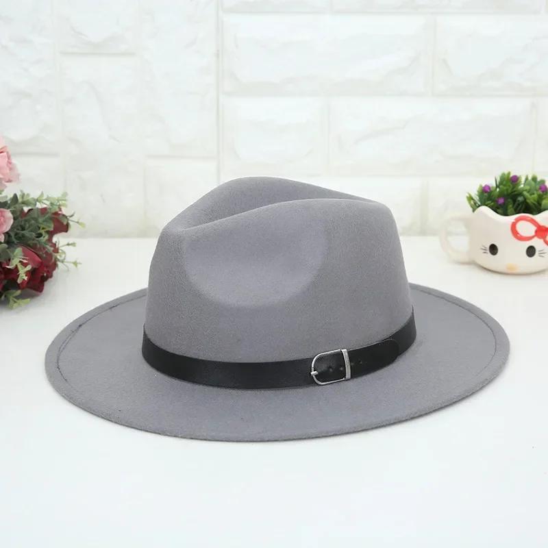 Fashion Western Cowboy Men's Hat English Style Woolen Hat Flat Top Flat Brim Black Top Hat European American Hats Accessories