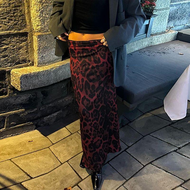 

Fancy Leopard Print Print Fishtail Skirt 2024 Summer New Arrival Sexy Sexy Slim Fit Slimming Sheath Dress Fuchsia S