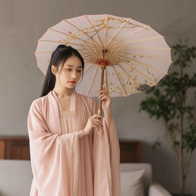Bamboo Oil Paper Umbrella Handmade Chinese Style Hanfu Umbrella Sunscreen Rainproof Costume Parasol Photograph Prop
