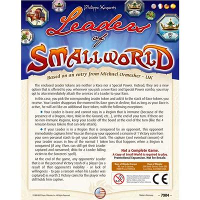 Expansão Mapa Mundo Pequeno - Jogo de Tabuleiro Small World Leaders