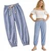 Muslin Pants for Women Youth Summer Cotton 100% Light Blue
