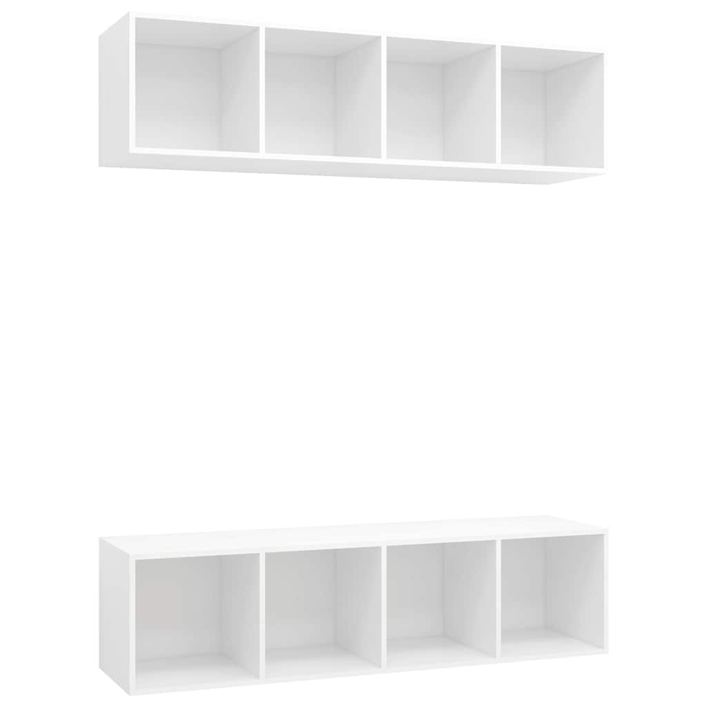 TV Wall Cabinets Set of 2 White Engineered Wood
