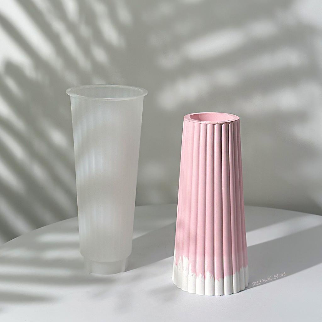 Simplicity Striped Vase Silicone Mold Large Size Concrete Plaster Ceramics Flowerpot Molds DIY Candle Making Supplies Home Decor