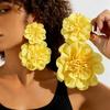 Exaggerated Flower Dangle Earrings Bohemian Satin Earrings Elegant Floral Earrings  Casual Wear