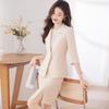 Women's OL Mid-Sleeve Blazer Vest Dress Two-Piece Set