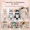 Cute Cat Backpack for Girls, Kawaii Plush Bag, Soft Animal Crossbody Bag for School, Travel & Daily Outfit