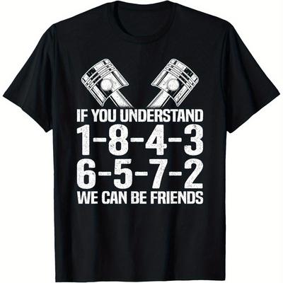 V8 Engine TShirt If You Understand 1843 6572 We Can Be Friends Humorous Graphic Black Short Sleeve Tee for Men Women