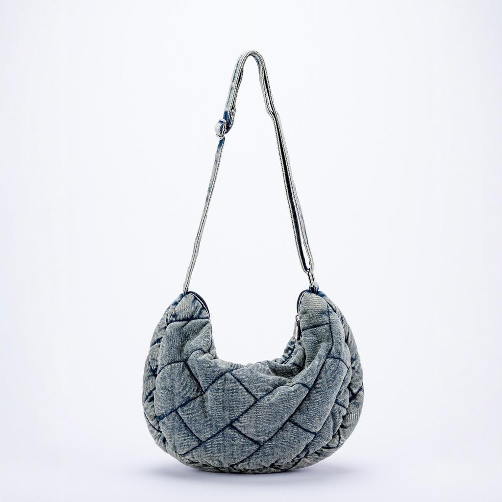 Vintage Denim Umhängetasche Damen Große Kapazität Messenger Bag Mehrere Taschen Satteltasche Verstellbarer Riemen Damen Crossbody Bag