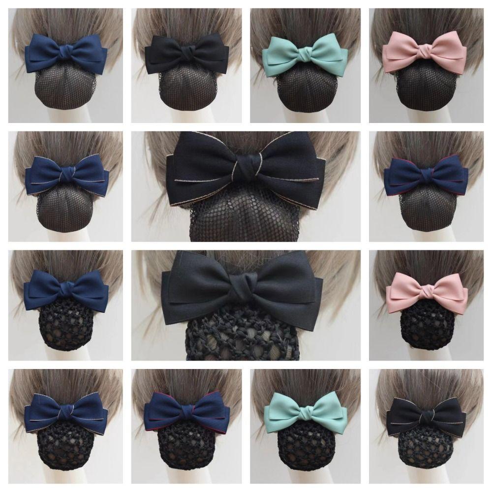 Headwear Bowknot Spring Clip Korean Style Hair Net Cover Elegant Nurse Hair Clip  Office