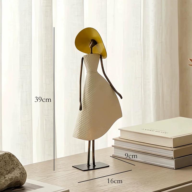 Wrought Iron Long Skirt Woman Figurine