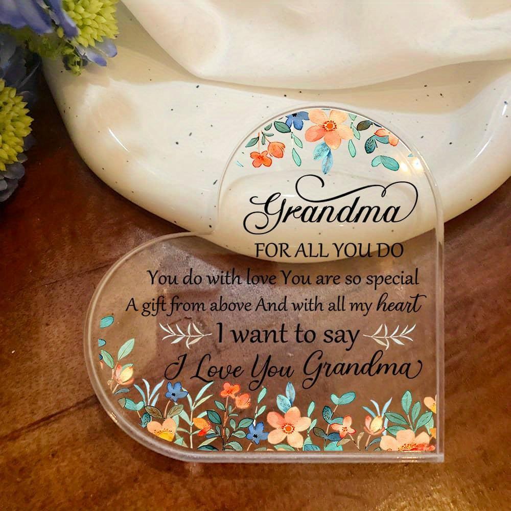 Kolekcjonerskie Figurki Prezent Urodzinowy dla Babci - Akrylowa Dekoracja w Kształcie Serca z Floralnym Wzorem, Idealna do Dekoracji Sypialni