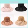 Summer Women's Wide Brim Sun Hat Pearl Butterfly Knot Uv Protection Fishing Hat